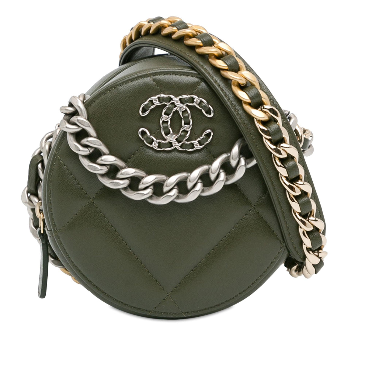 Chanel Bags? Chanel Lambskin 19 Round Clutch with Chain (-AyshgD) Premium Designer Shoulder Bag