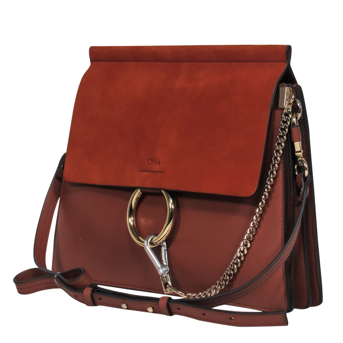 Side view of Chloe shoulder bag Brown premium designer bag
