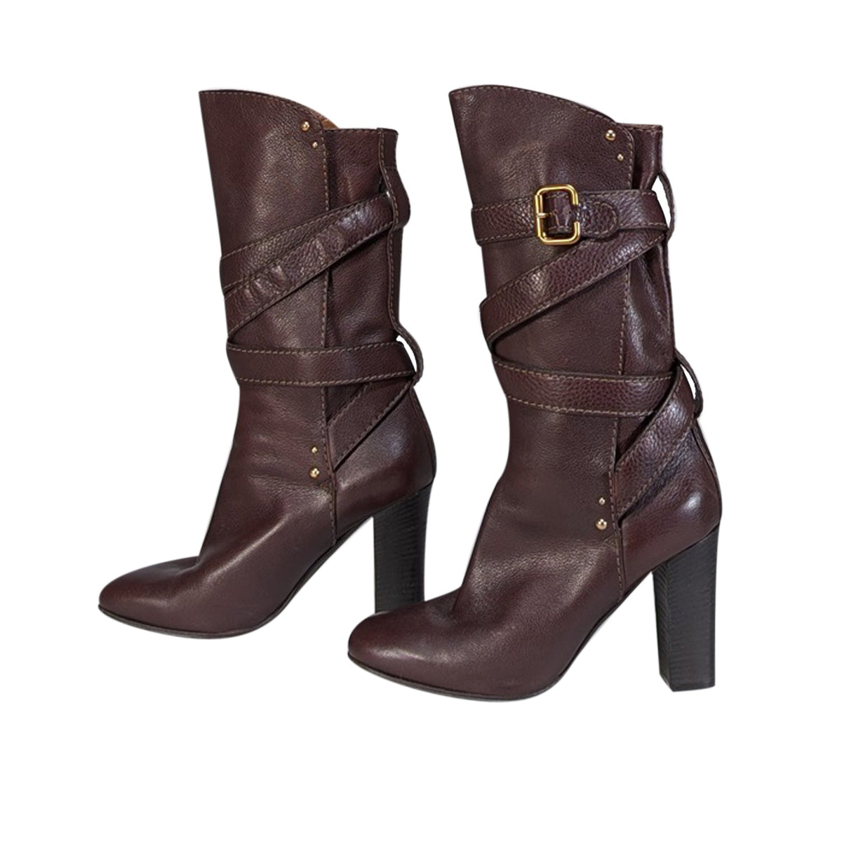 Chloe authentic luxury boot Brown leather craftsmanship