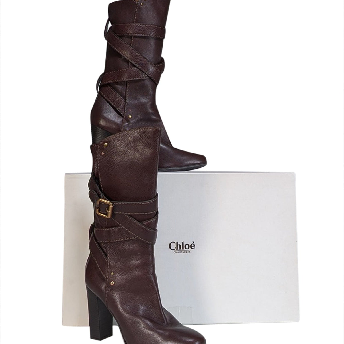 Chloe women's boot Brown luxury designer leather
