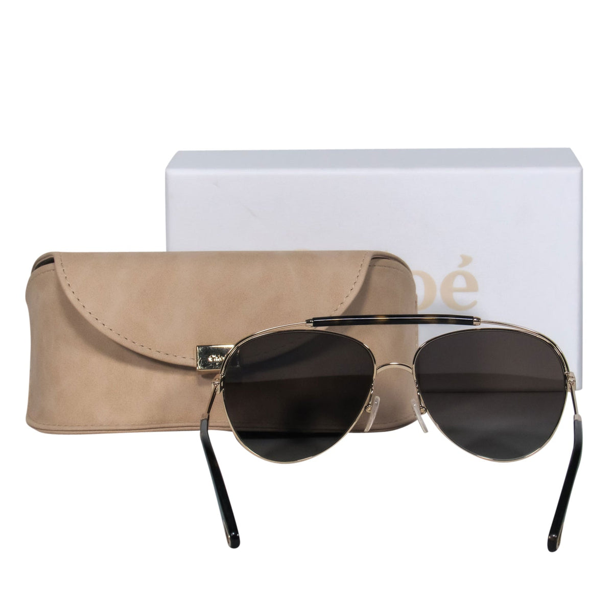 Chloe designer sunglasses leather closeup detail