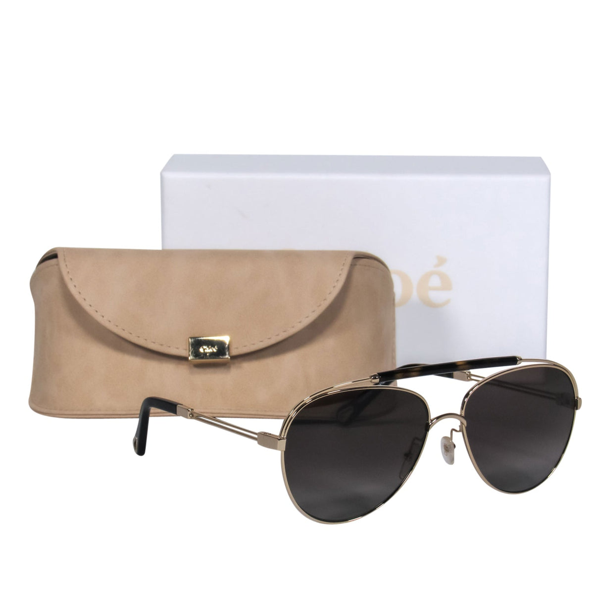 Chloe women's sunglasses Gold luxury designer leather