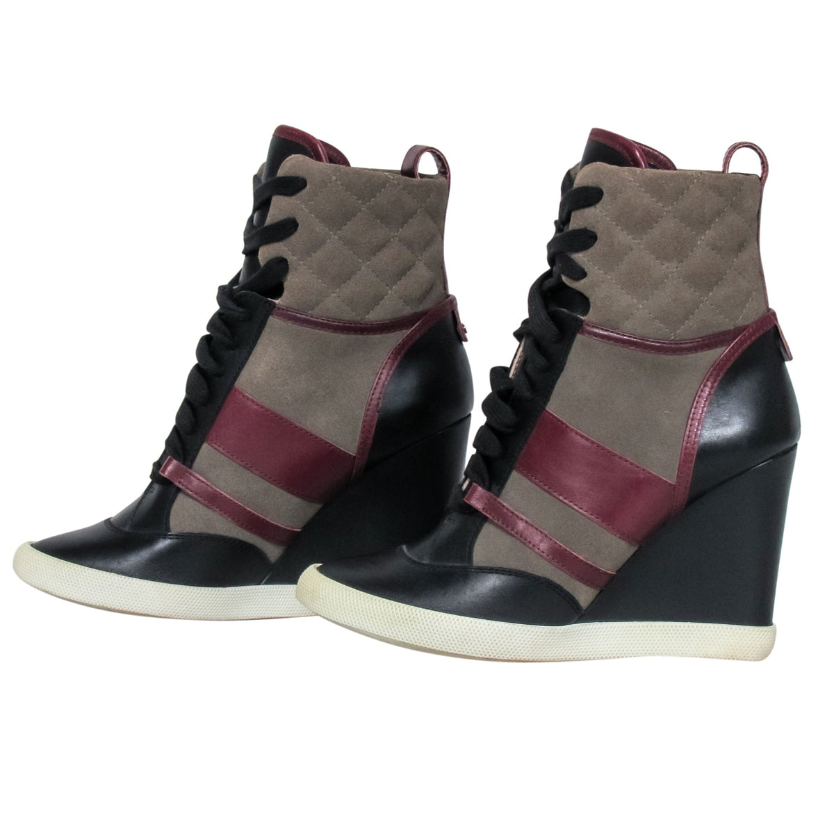 Chloe authentic luxury wedge Black leather craftsmanship
