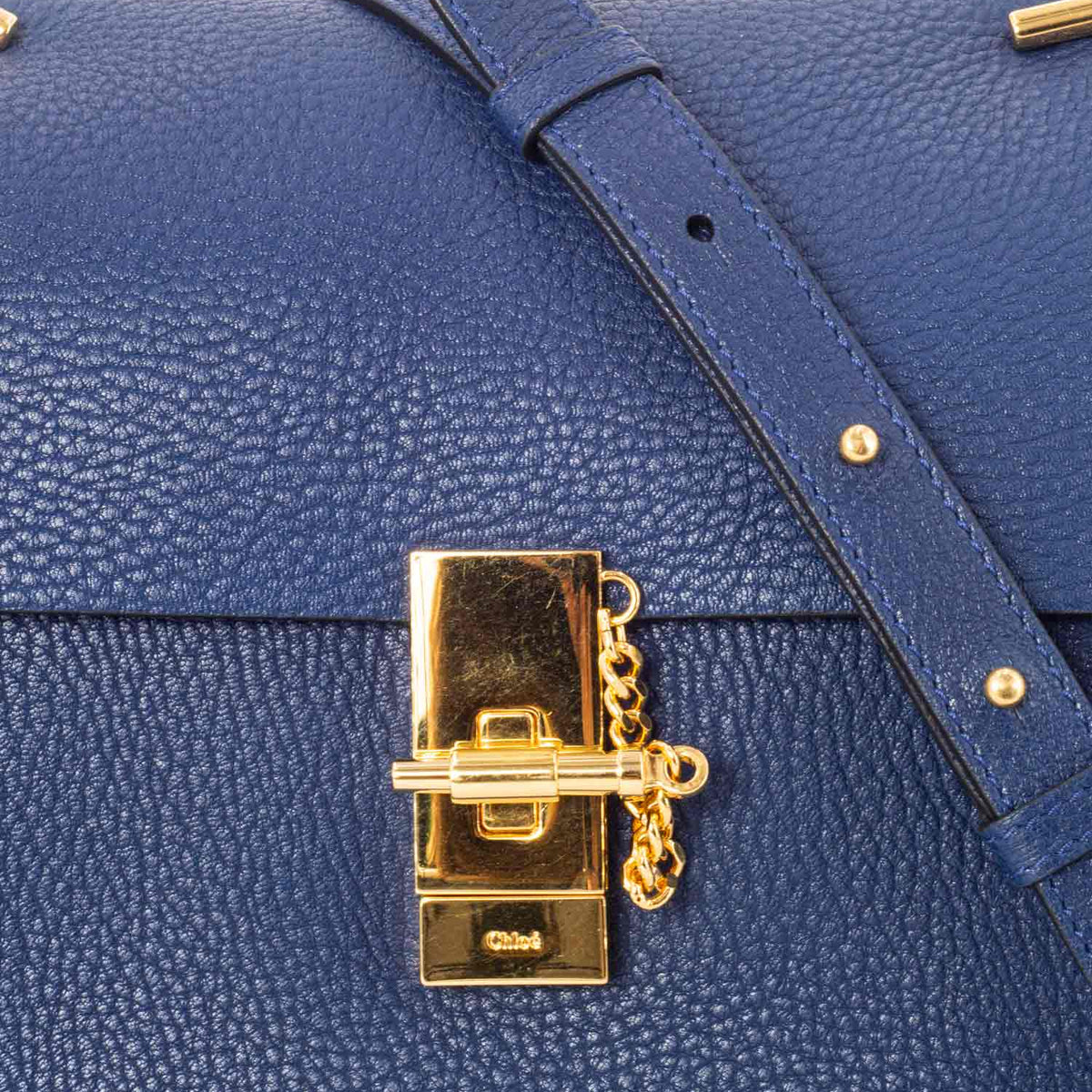 Side view of Chloe handbag Blue premium designer bag