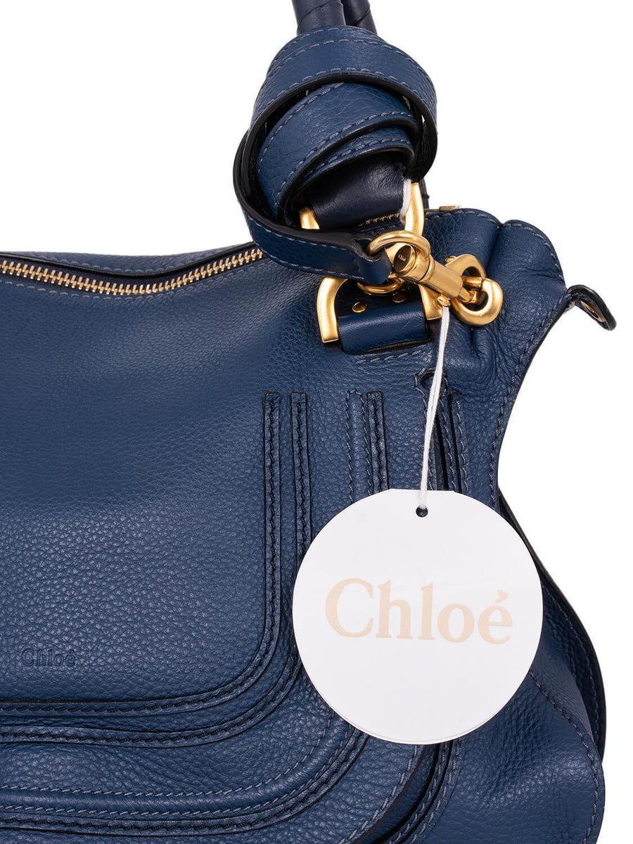 Side view of Chloe handbag Blue premium designer bag