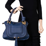 Chloe authentic luxury handbag Blue leather craftsmanship