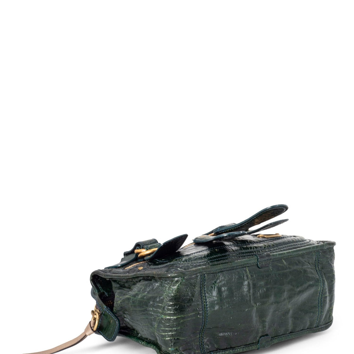 Chloe authentic luxury handbag Green leather craftsmanship