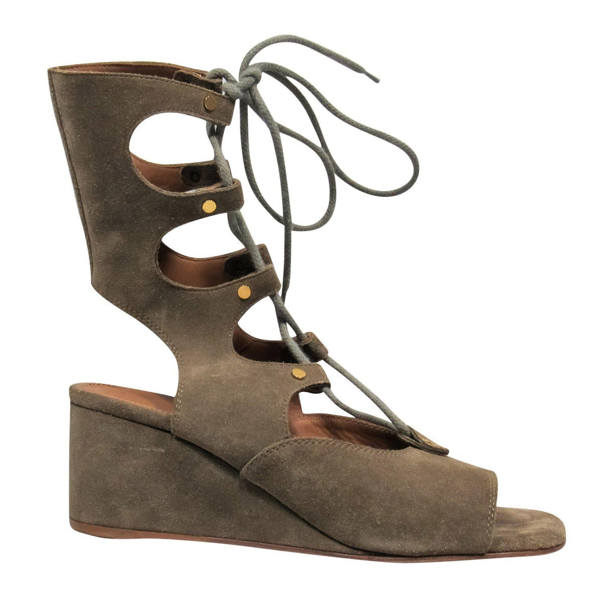 Wolvantis elegant leather Wedge Heel side view