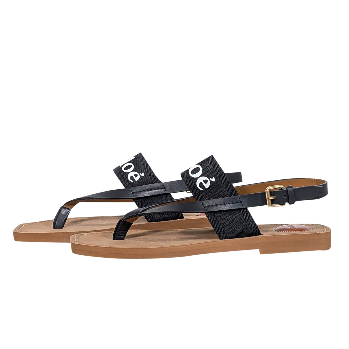 Side view of Chloe sandal Black premium designer bag