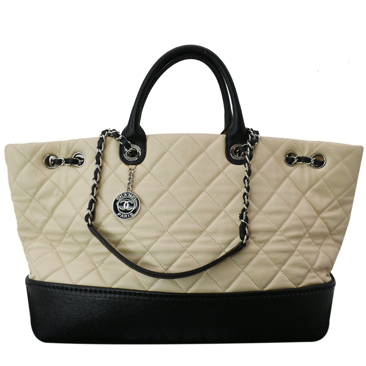 Chanel Bags Chanel Drawstring Large Quilted Calfskin Shopping Tote Bag Beige Premium Designer Shoulder Bag
