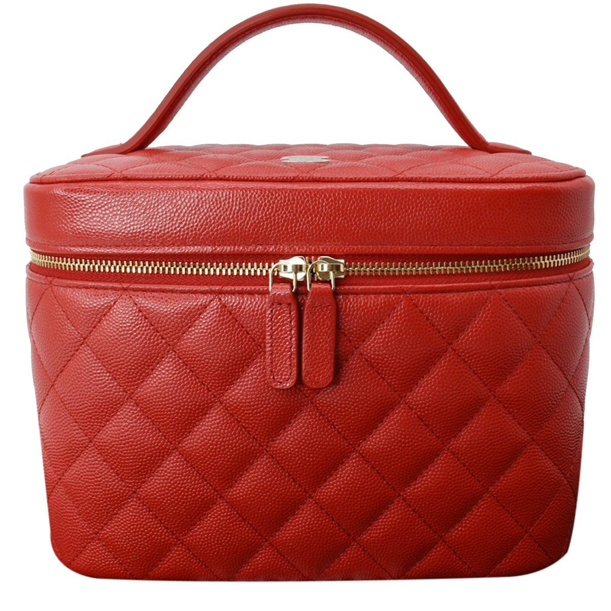 Chanel Bags Chanel Caviar Leather Quilted Large Cosmetic Vanity Pouch Red Elegant Everyday Designer Handbag