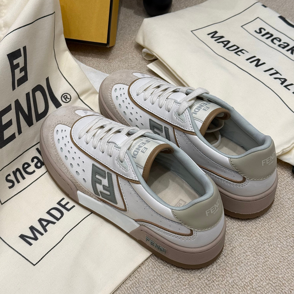 Interior view of Fendi Sneakers with organised compartments