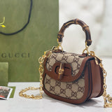 Front view of Gucci Bamboo 1947 Crystals Mini Bag premium mini bag