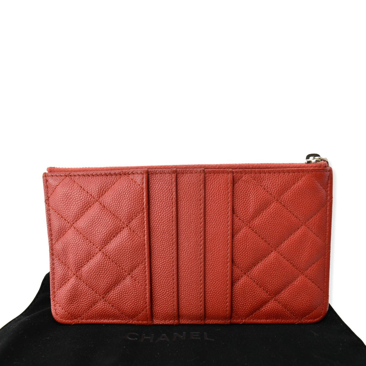 Chanel Wallets? Chanel Classic Caviar Quilted Leather Flat Wallet Pouch Red Compact Luxury Card Wallet