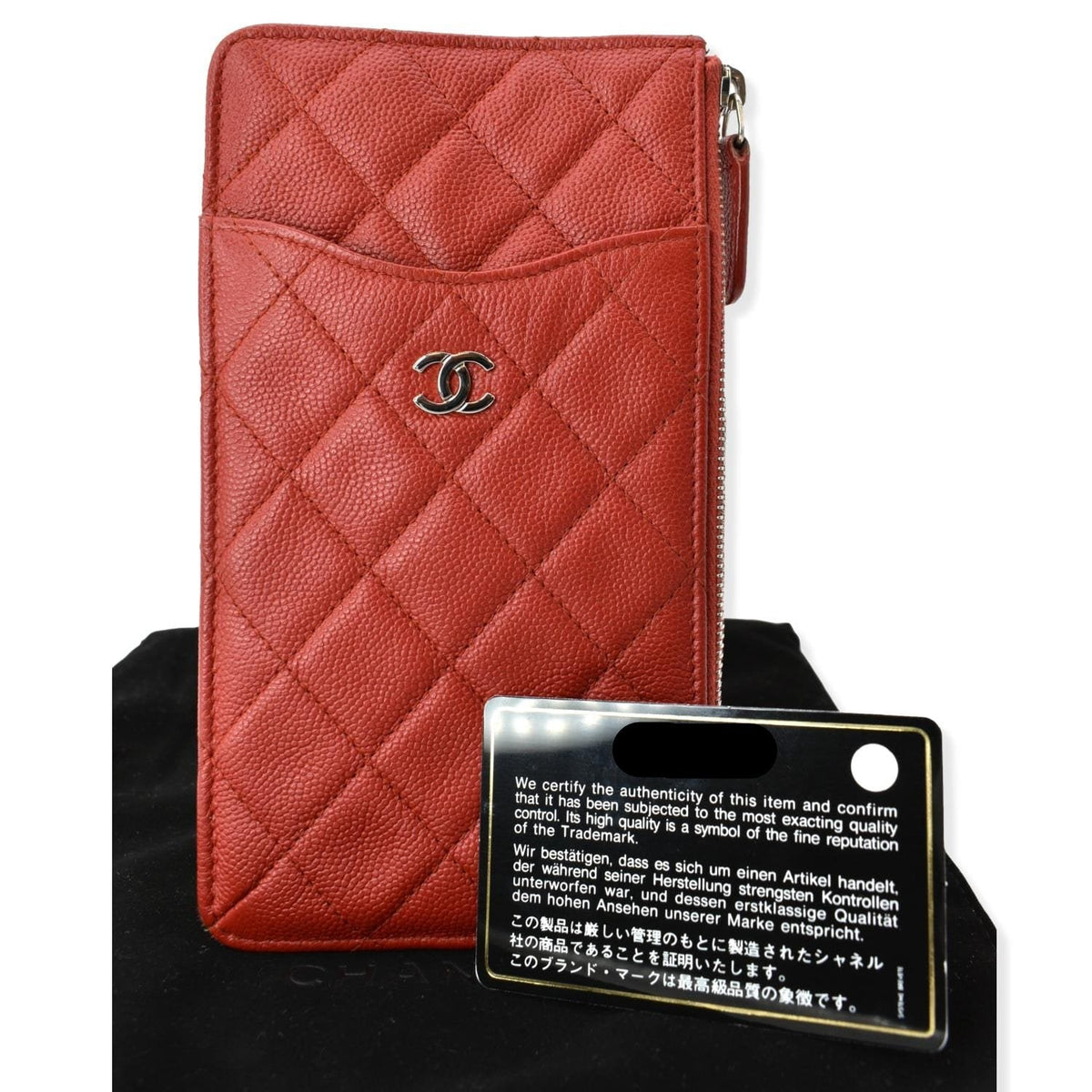 Chanel Wallets? Chanel Classic Caviar Quilted Leather Flat Wallet Pouch Red Compact Luxury Card Wallet