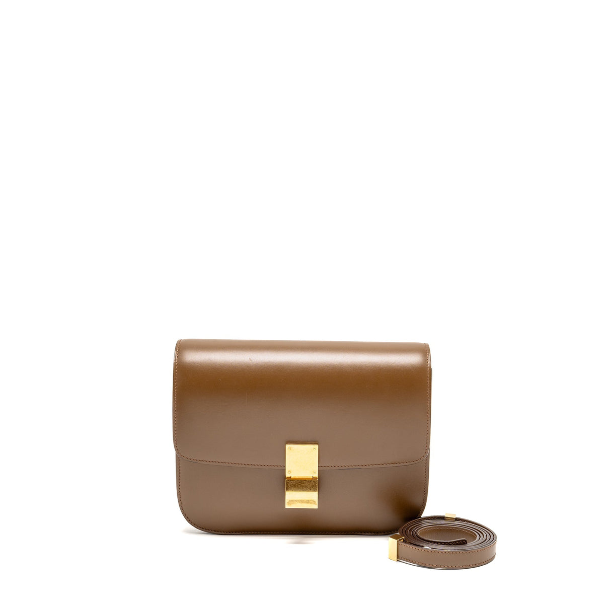 Celine Bags? CELINE Medium Classic Box Bag Calfskin Camel GHW Luxury Designer Leather Handbag
