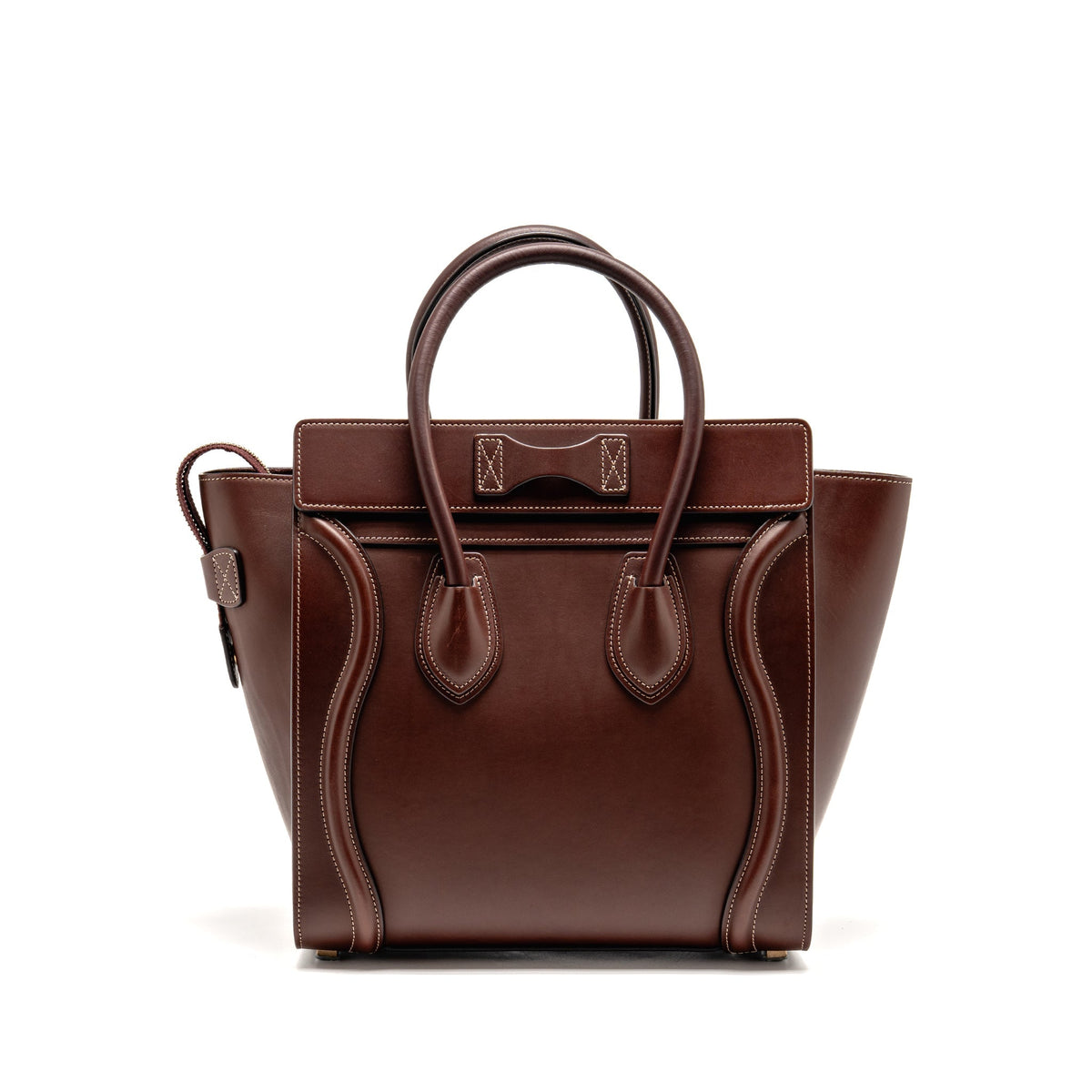 Celine Bags? Celine Micro Luggage Bag Calfskin Burgundy GHW Luxury Designer Leather Handbag