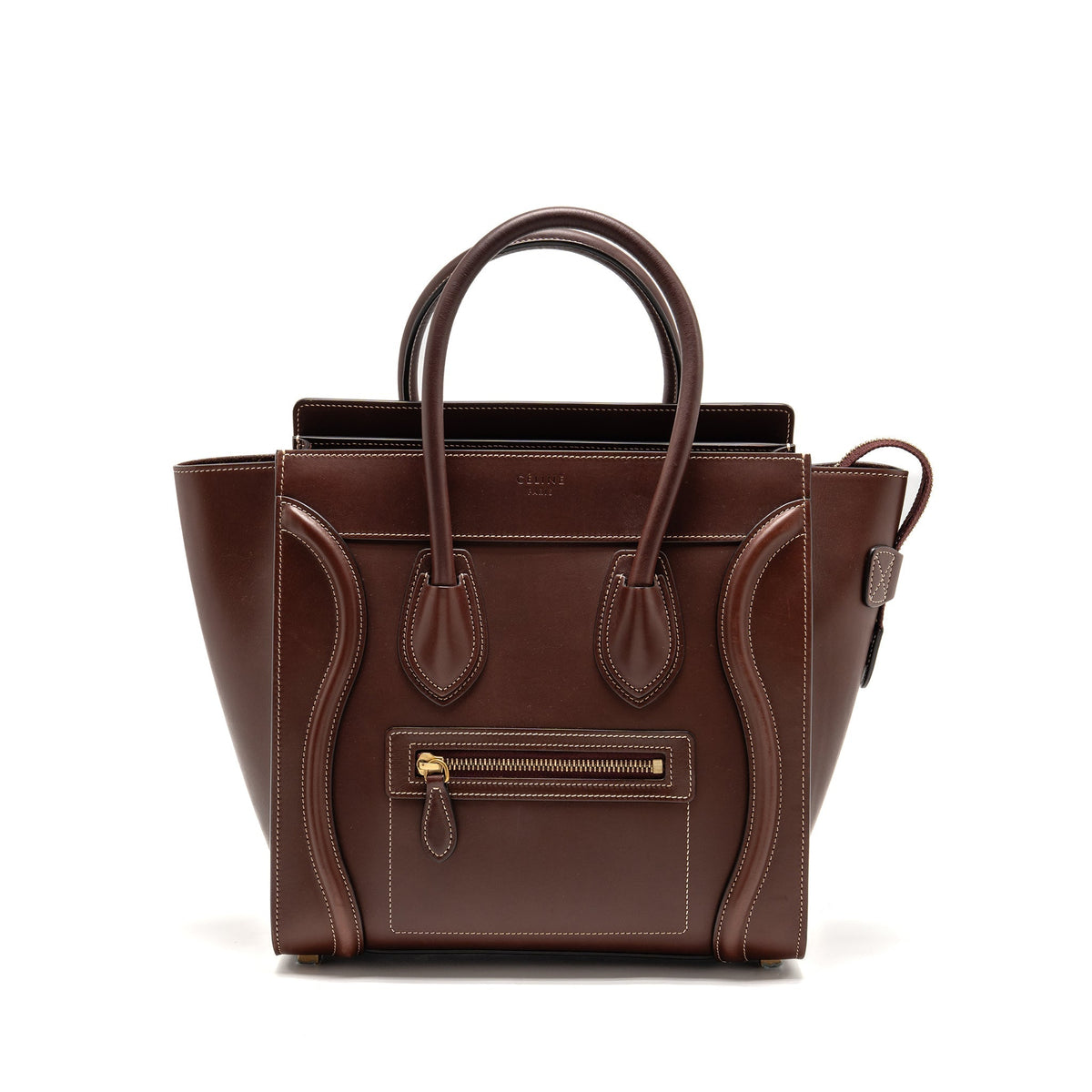 Celine Bags? Celine Micro Luggage Bag Calfskin Burgundy GHW Luxury Designer Leather Handbag