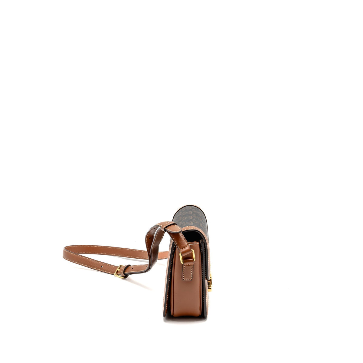 Celine Bags? Celine Teen Triomphe Bag Triomphe Calfskin Canvas Brown Multicoloour GHW Elegant Everyday Designer Handbag