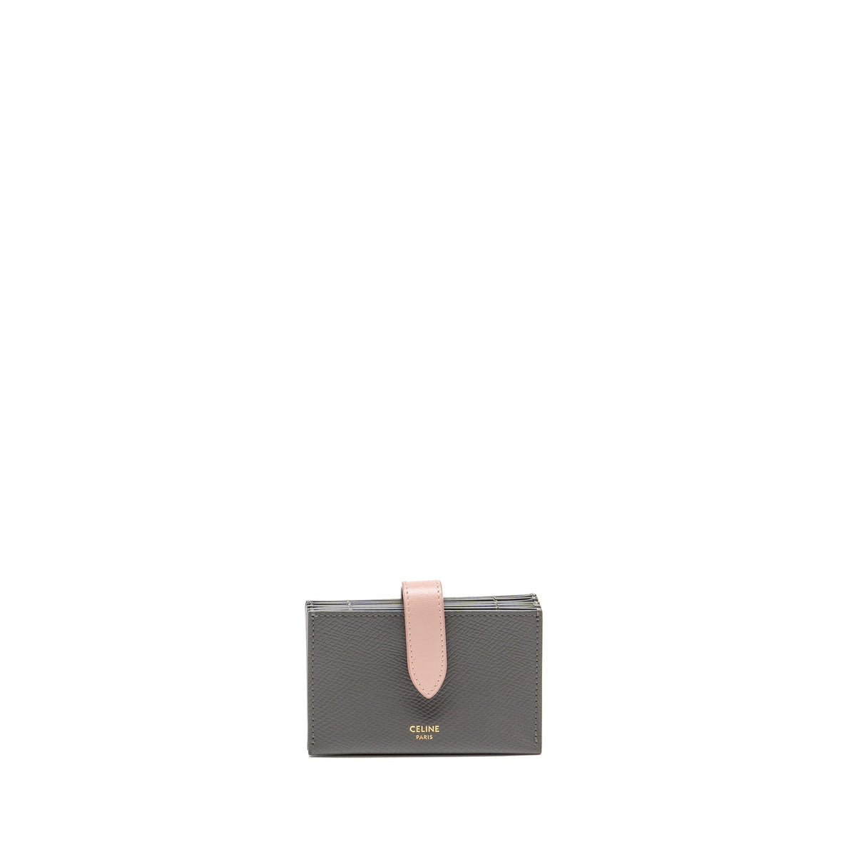 Celine Wallets? Celine Accordeon Card Holder Calfskin Pink Grey GHW Premium Leather Designer Wallet