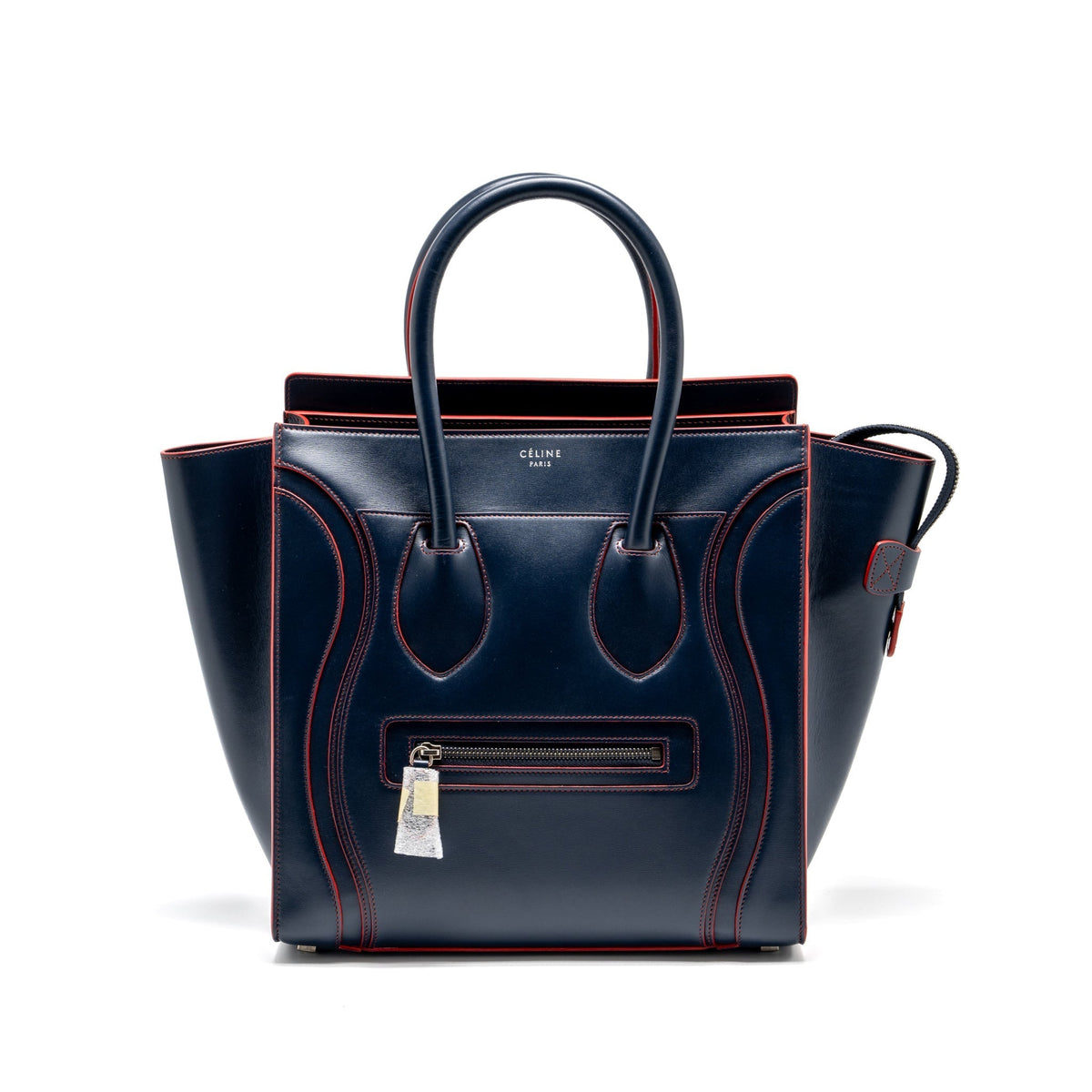Celine Bags? Celine Luggage Tote Bag Calfskin Blue Red SHW Luxury Designer Leather Handbag
