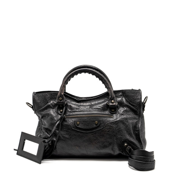 Balenciaga Giant City Bag Leather Black ruthenium Hardware — Designer Leather Handbag