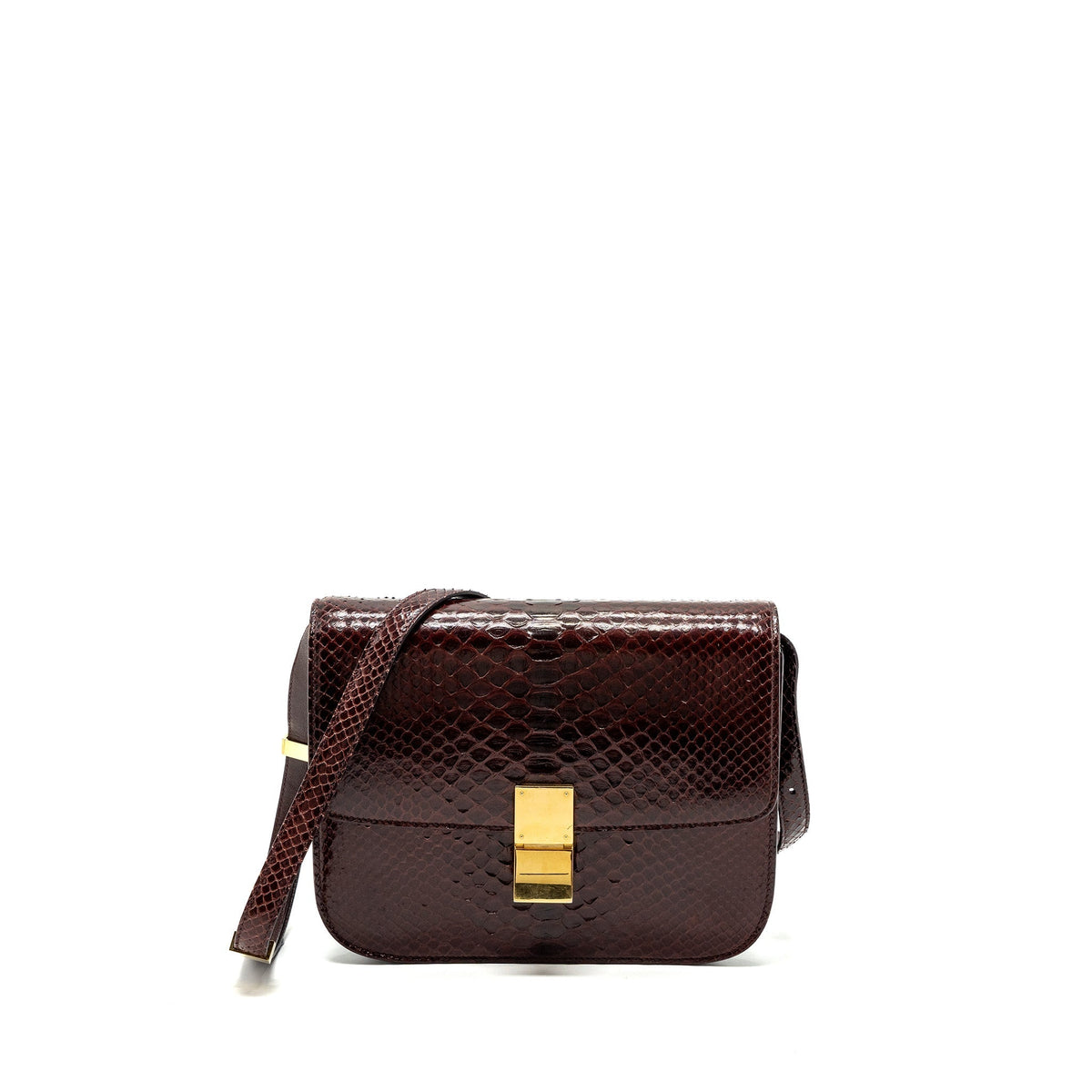 Celine Bags? Celine medium classic box bag python burgundy GHW Elegant Everyday Designer Handbag