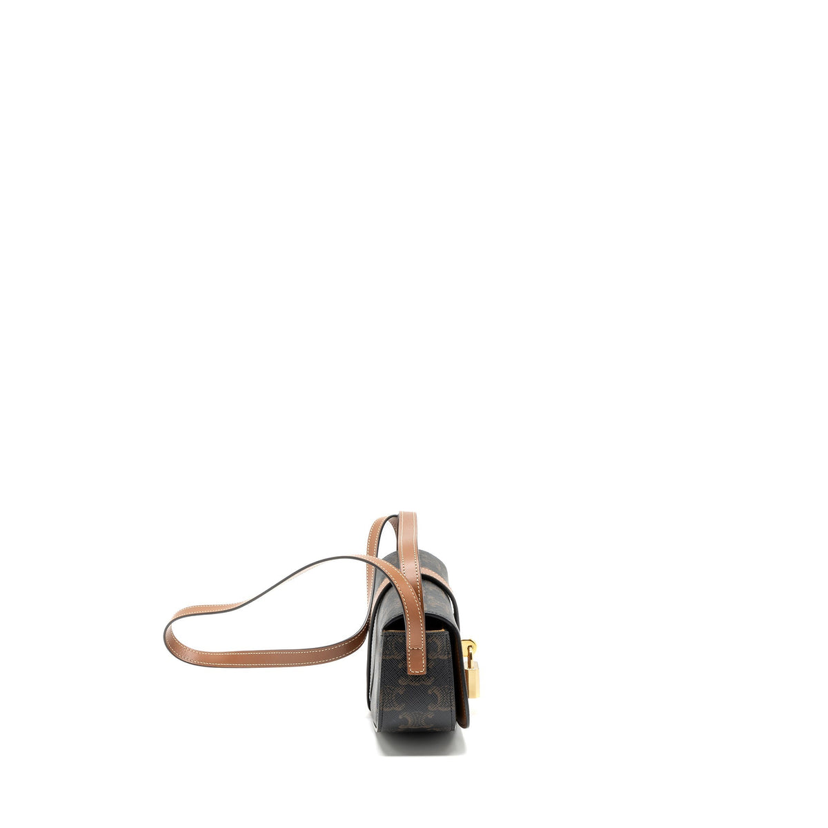 Celine Bags? Celine Clutch On Strap Tabou Triomphe Canvas Calfskin Tan GHW Elegant Everyday Designer Handbag