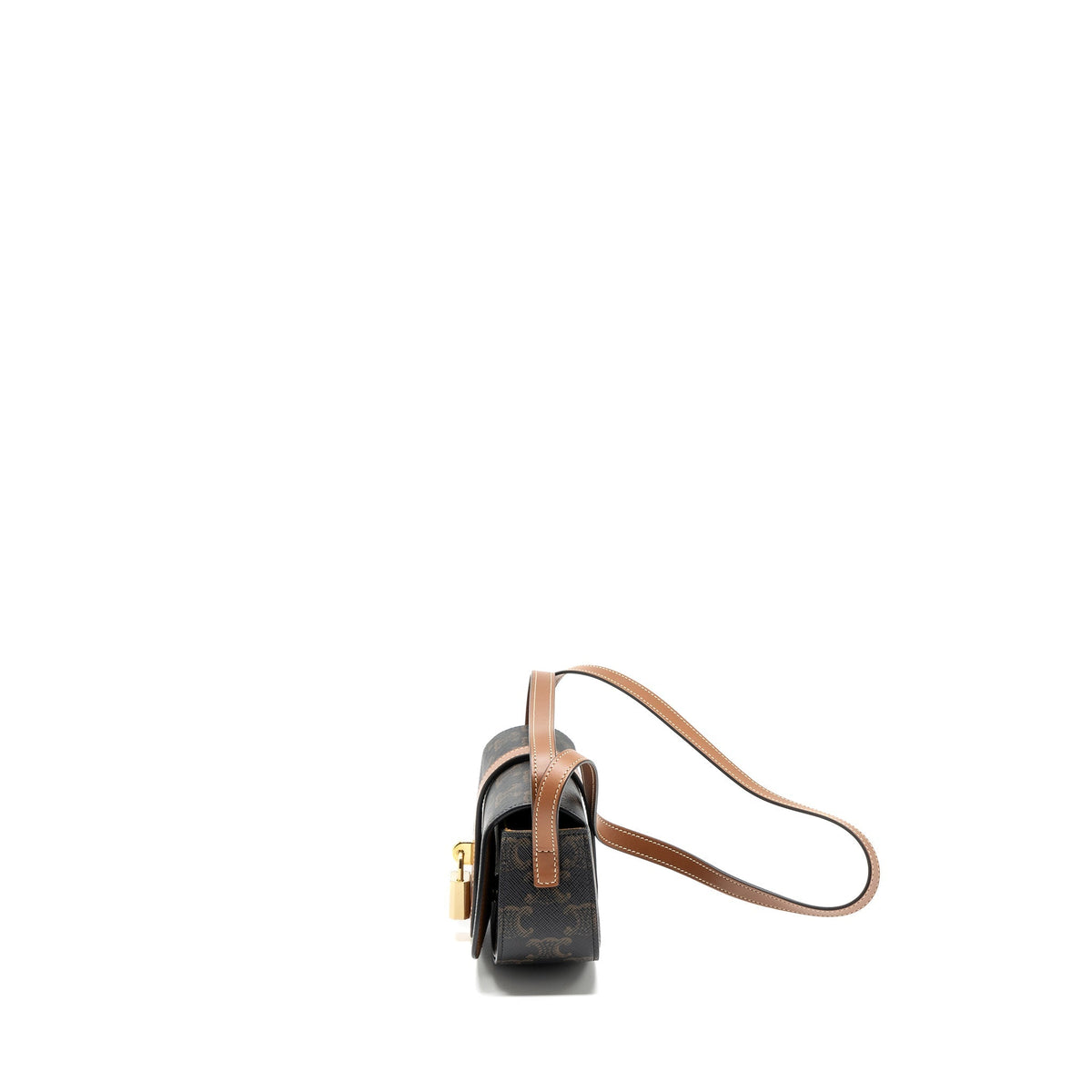 Celine Bags? Celine Clutch On Strap Tabou Triomphe Canvas Calfskin Tan GHW Elegant Everyday Designer Handbag