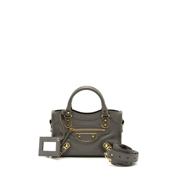 Balenciaga Mini City Bag Grey GHW — Designer Leather Handbag