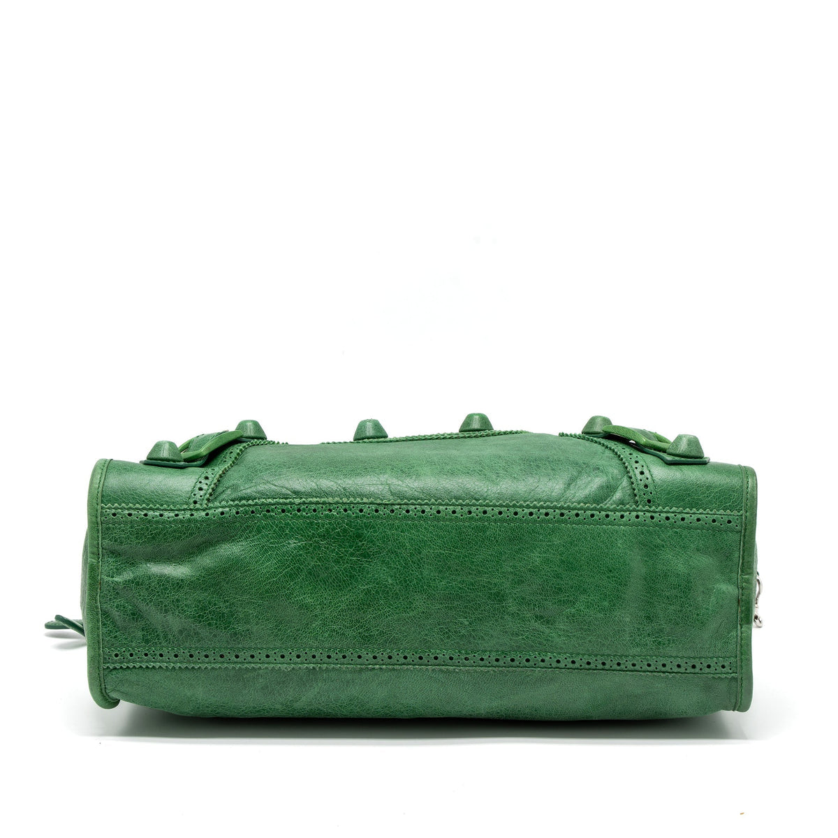 Balenciaga Lace City Bag Leather Green SHW — Designer Leather Handbag