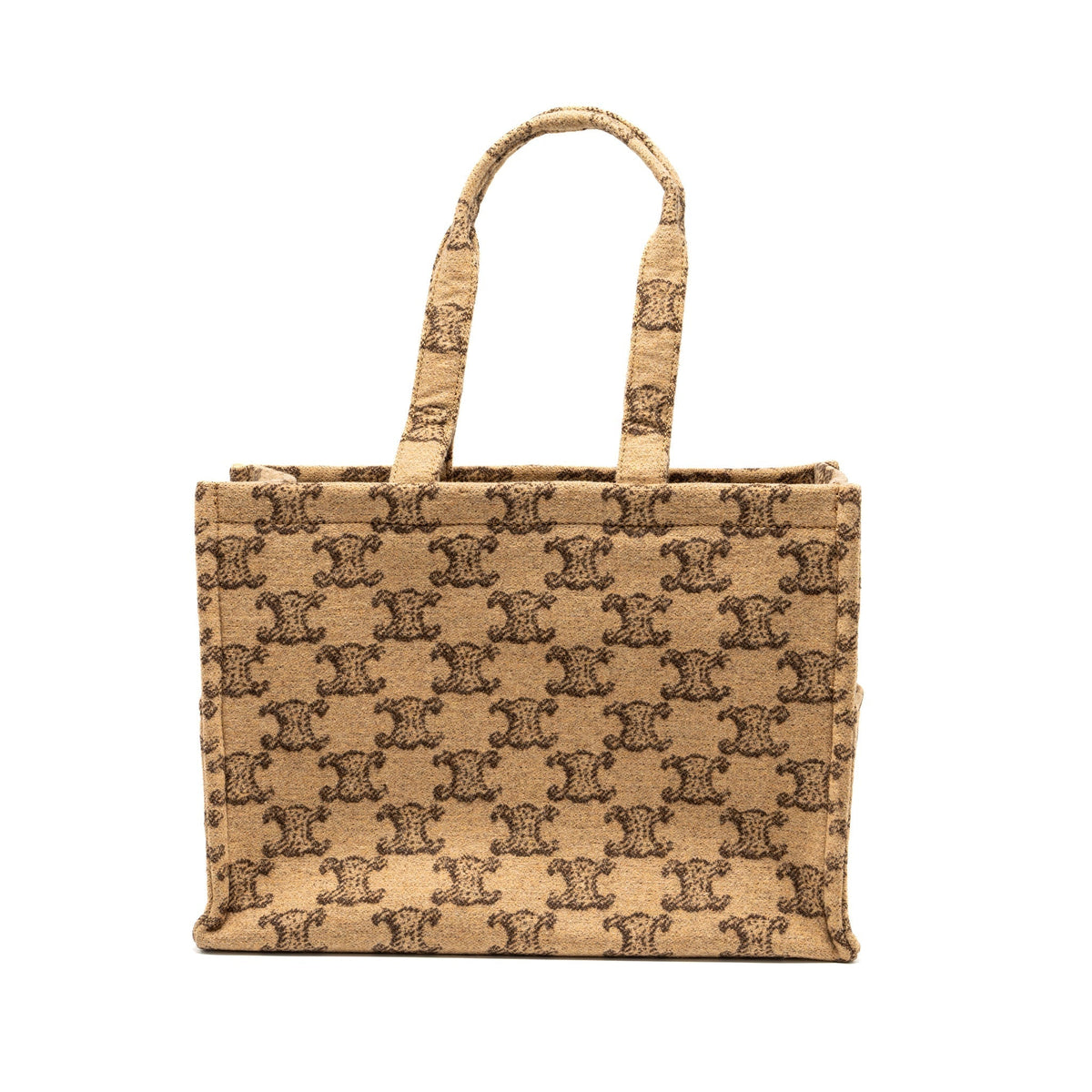 Celine Bags? Celine Large Cabas Thais Triomphe Printed Wool Calfskin Wool Calfskin Brown Premium Designer Shoulder Bag