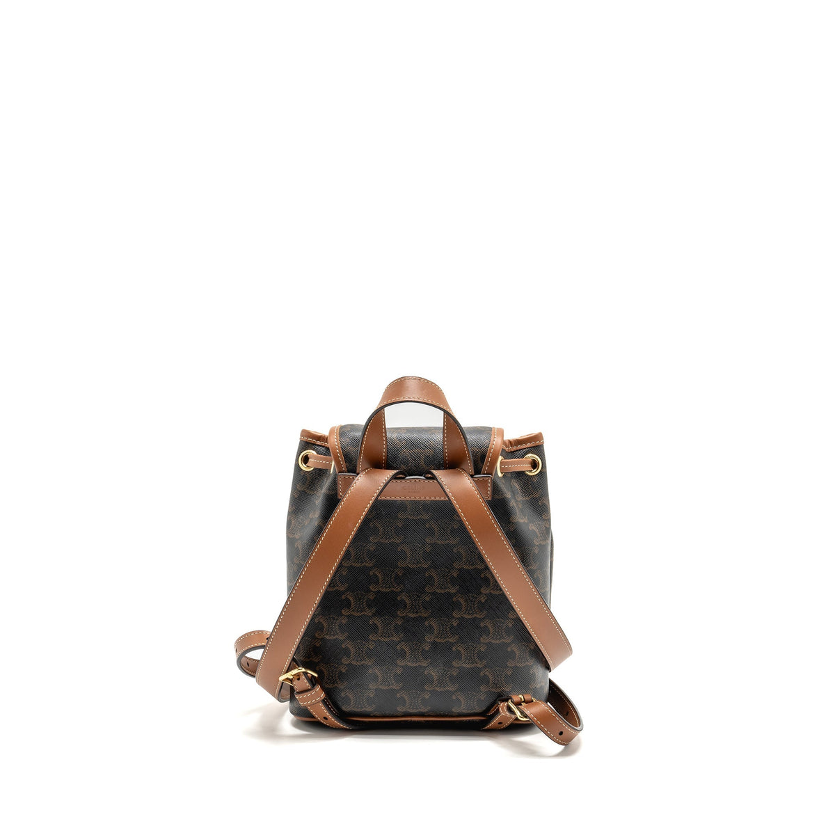 Celine Bags? Celine Mini backpack Folco triomphe canvas calfskin tan GHW Luxury Designer Leather Handbag