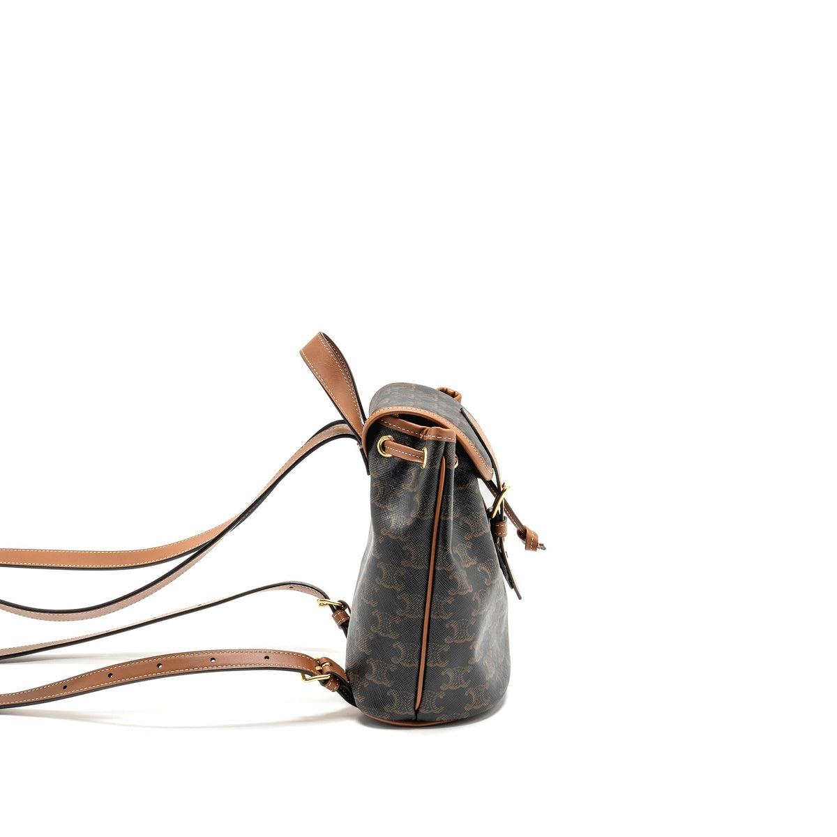 Celine Bags? Celine Mini backpack Folco triomphe canvas calfskin tan GHW Luxury Designer Leather Handbag