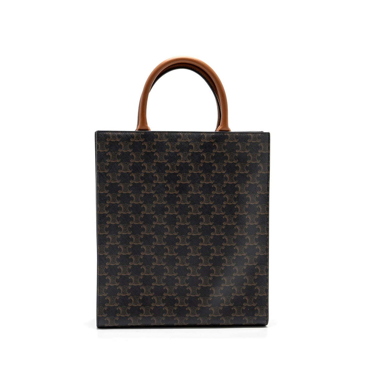 Celine Bags? Celine Cabas Vertical in Triomphe Canvas and Calfskin tan GHW Premium Designer Shoulder Bag