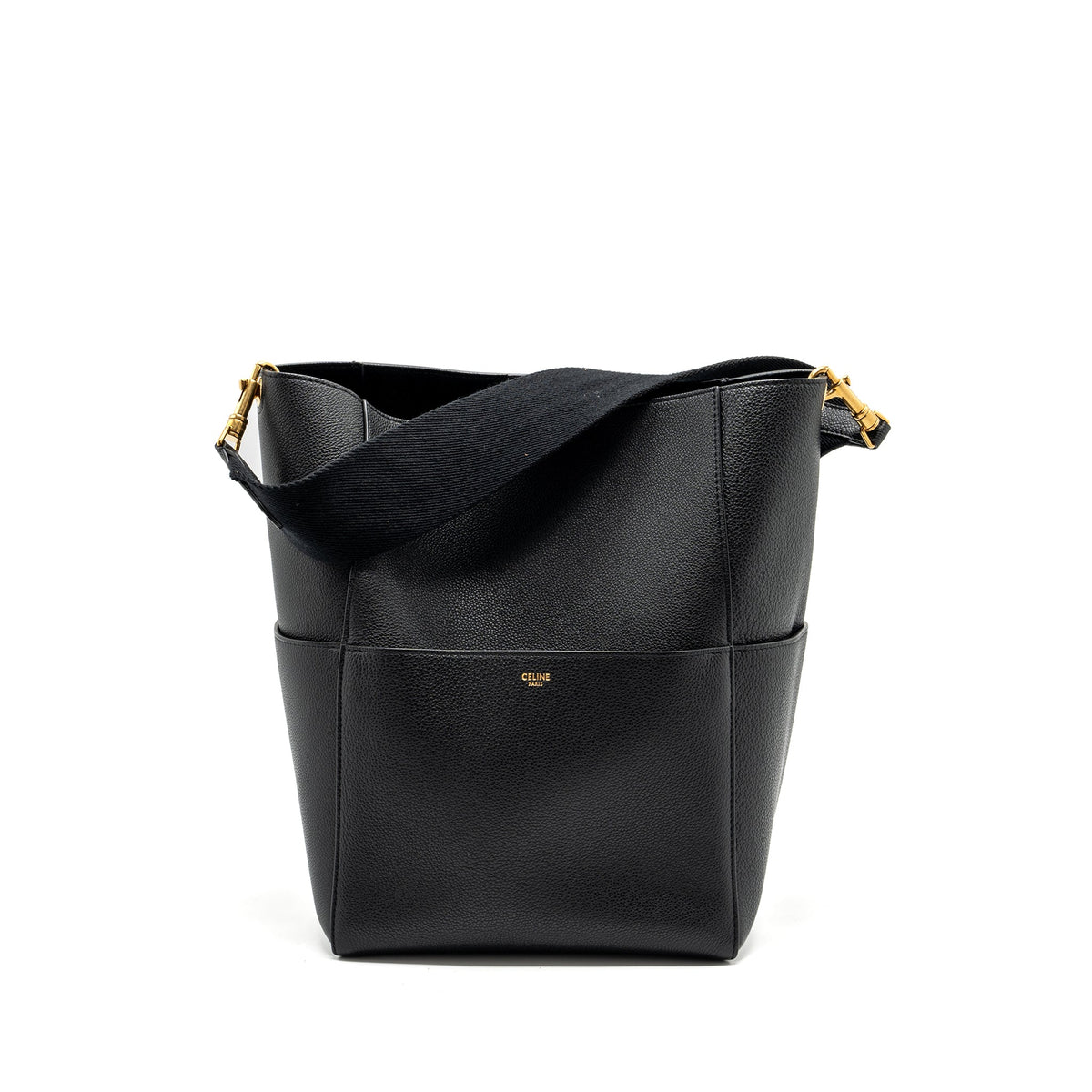 Celine Bags? Celine Sangle Bucket Bag Grained Calfskin Black GHW Elegant Everyday Designer Handbag