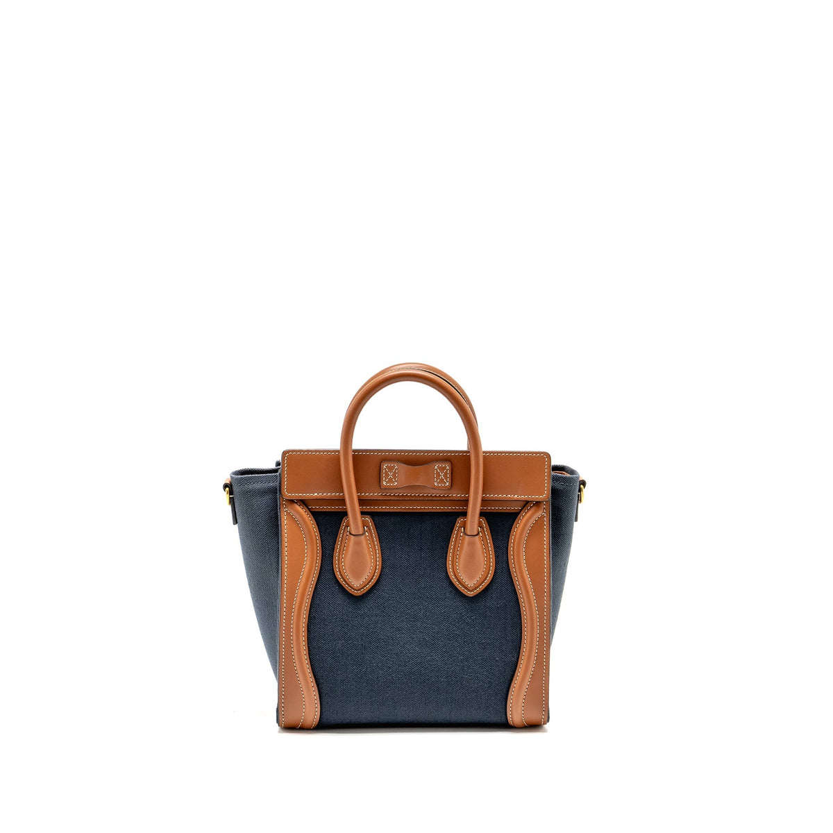 Celine Bags? Celine Nano Luggage Bag Calfskin Denim Tan Navy GHW Luxury Designer Leather Handbag