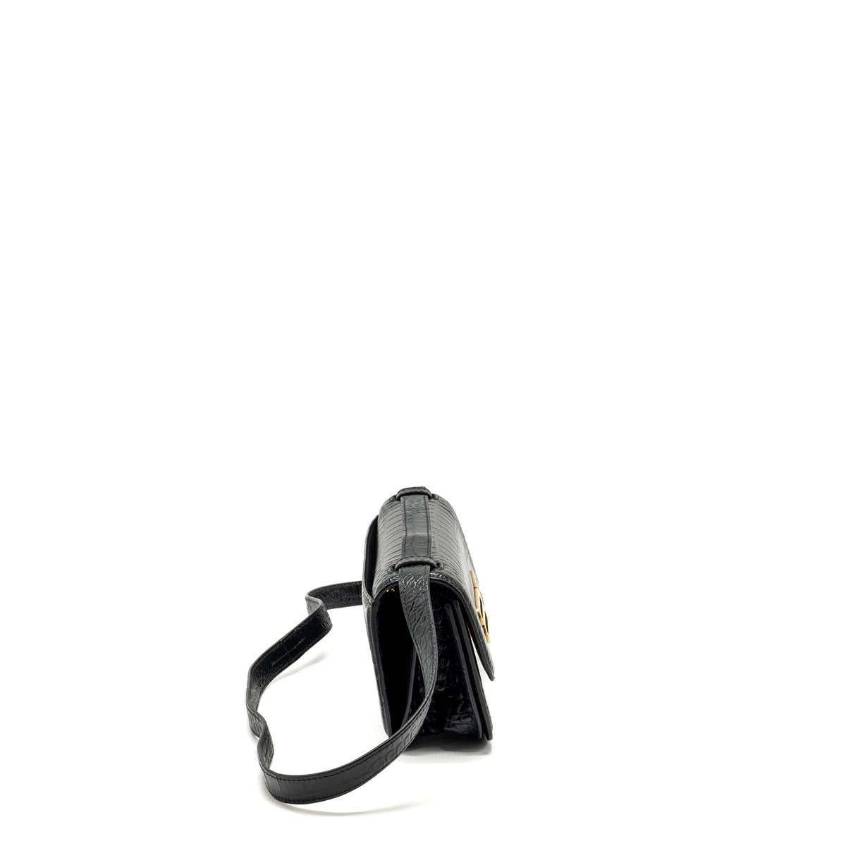 Balenciaga Gossip shoulder bag croc-embossed calfskin black GHW — Designer Shoulder Bag