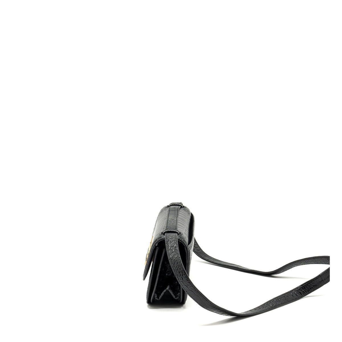 Balenciaga Gossip shoulder bag croc-embossed calfskin black GHW — Designer Shoulder Bag