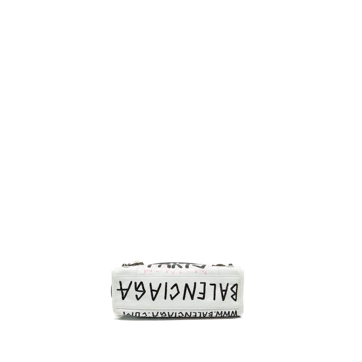 Balenciaga City Graffiti Classic Studs bag leather white / pink/ black with black hardware | Designer Luxury Handbag