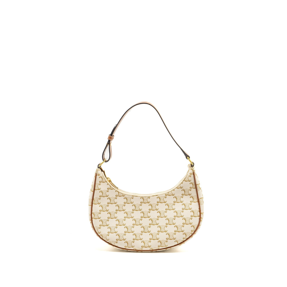 Celine Bags? Celine AVA Bag Triomphe Canvas Calfskin White Brown GHW Luxury Designer Leather Handbag