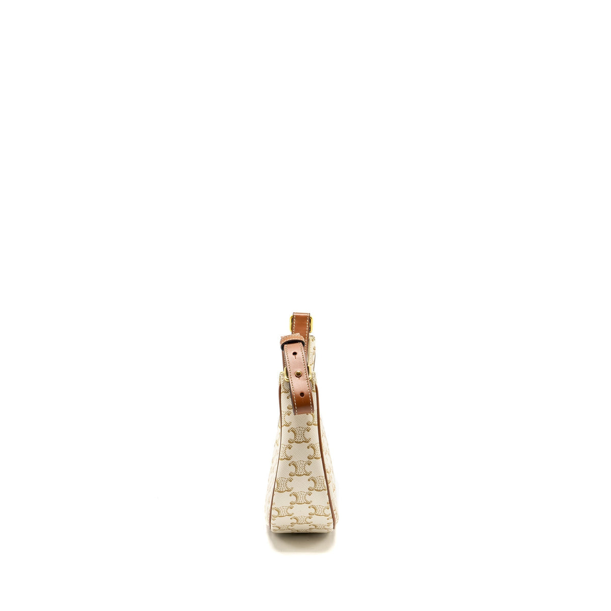 Celine Bags? Celine AVA Bag Triomphe Canvas Calfskin White Brown GHW Luxury Designer Leather Handbag