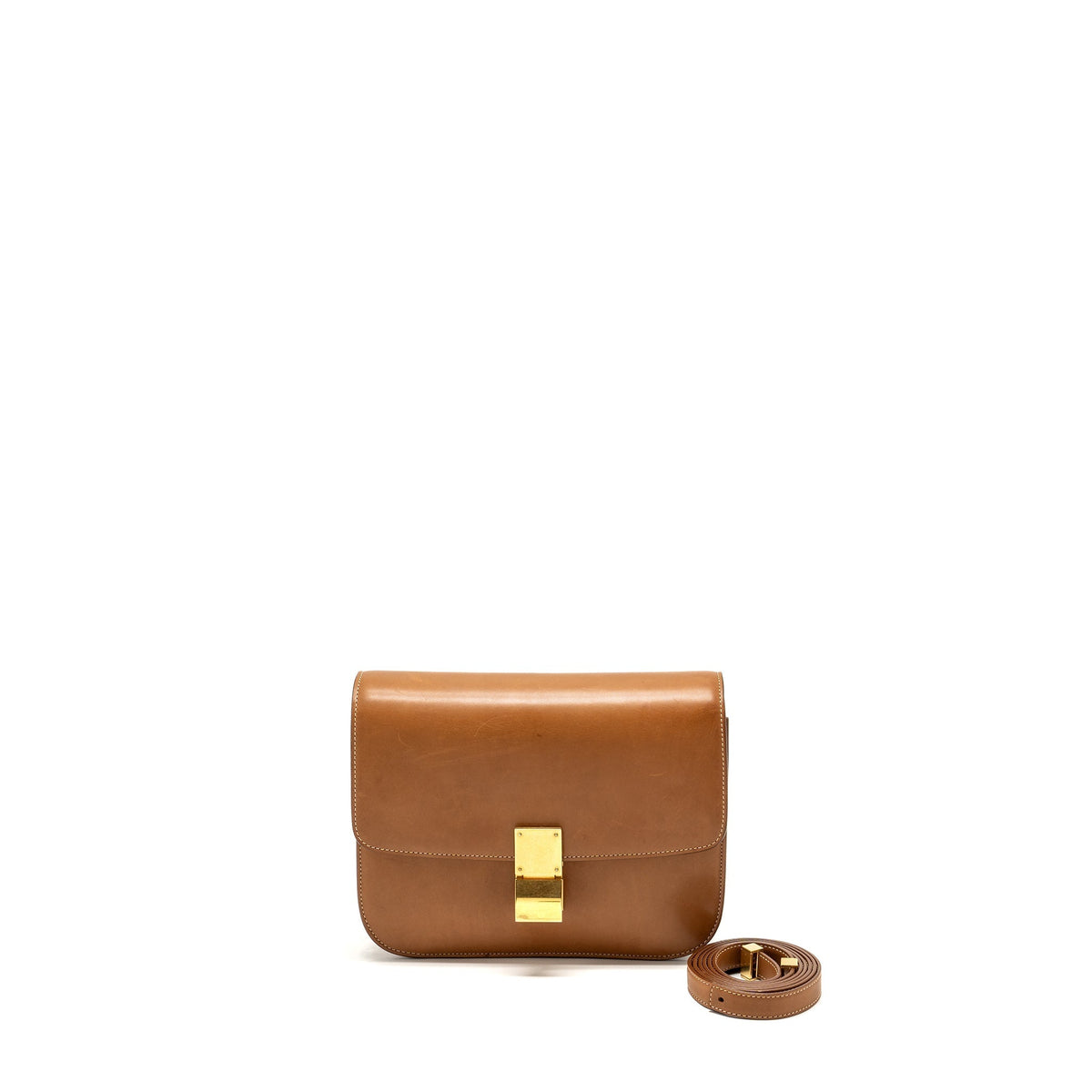 Celine Bags? Celine Medium Classic Box Bag Calfskin Brown GHW Elegant Everyday Designer Handbag