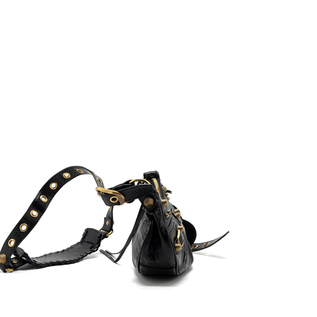 Balenciaga Le Cagole XS Lambskin Black GHW | Studded Leather Shoulder Bag