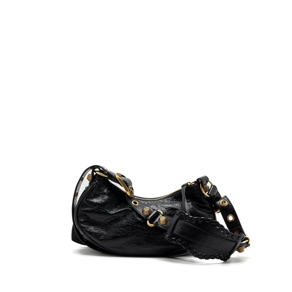 Balenciaga Le Cagole XS Lambskin Black GHW | Studded Leather Shoulder Bag