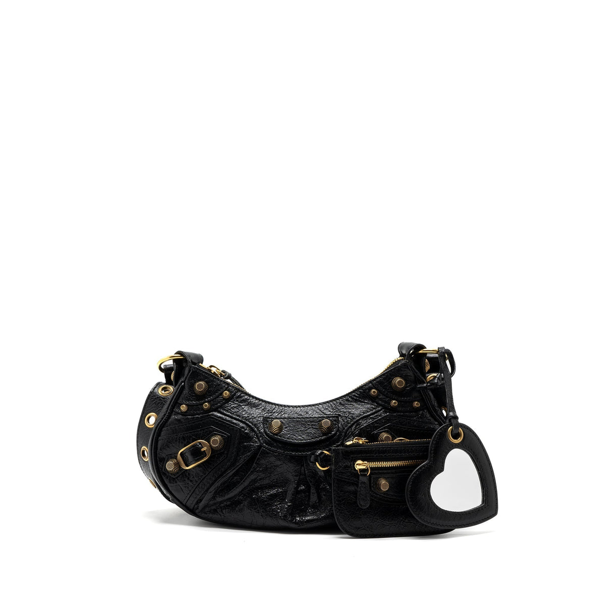 Balenciaga Le Cagole XS Lambskin Black GHW | Studded Leather Shoulder Bag