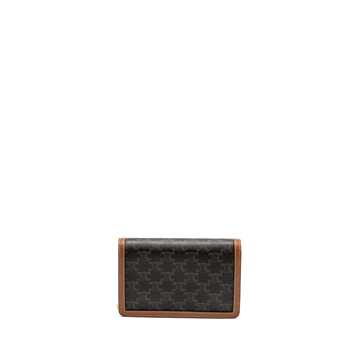 Celine Wallets? Celine Wallet on Chain Margo Triomphe Canvas Calfskin Tan GHW Elegant Everyday Leather Wallet