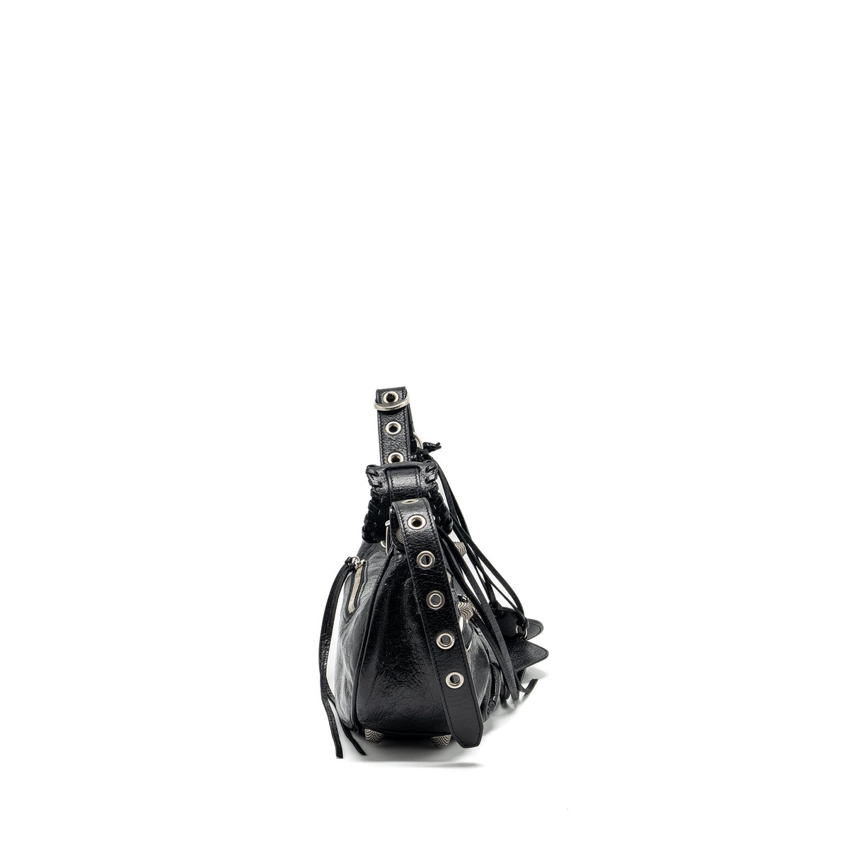 Balenciaga Le Cargole Small Shoulder Bag Lambskin Black SHW | Studded Leather Shoulder Bag