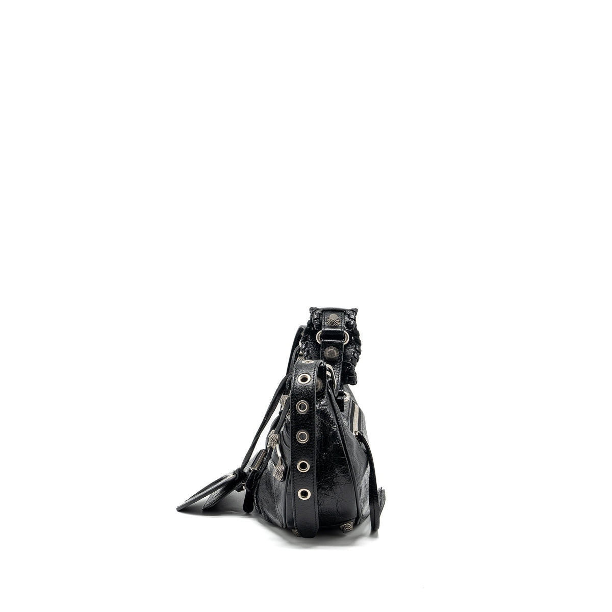 Balenciaga Le Cargole Small Shoulder Bag Lambskin Black SHW | Studded Leather Shoulder Bag
