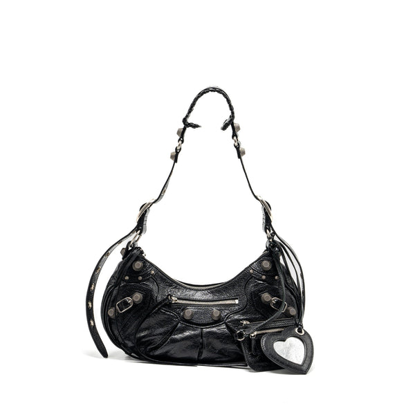 Balenciaga Le Cargole Small Shoulder Bag Lambskin Black SHW | Studded Leather Shoulder Bag